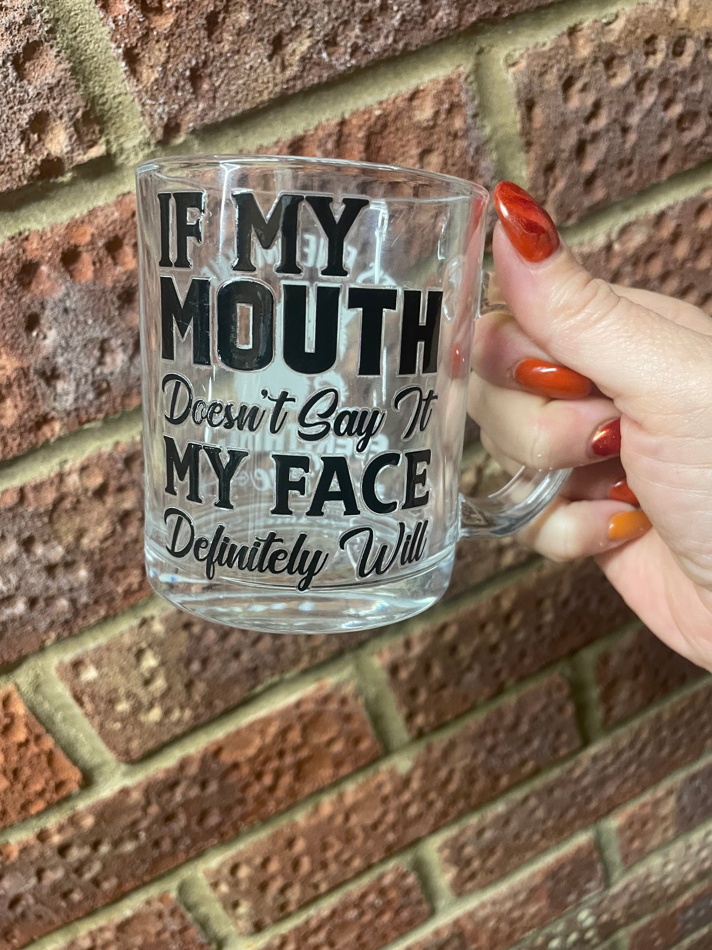 Glass mug SALE pre made with design and cannot be personalised