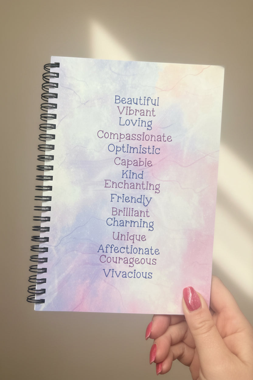 Pre made positive adjective book (lined )