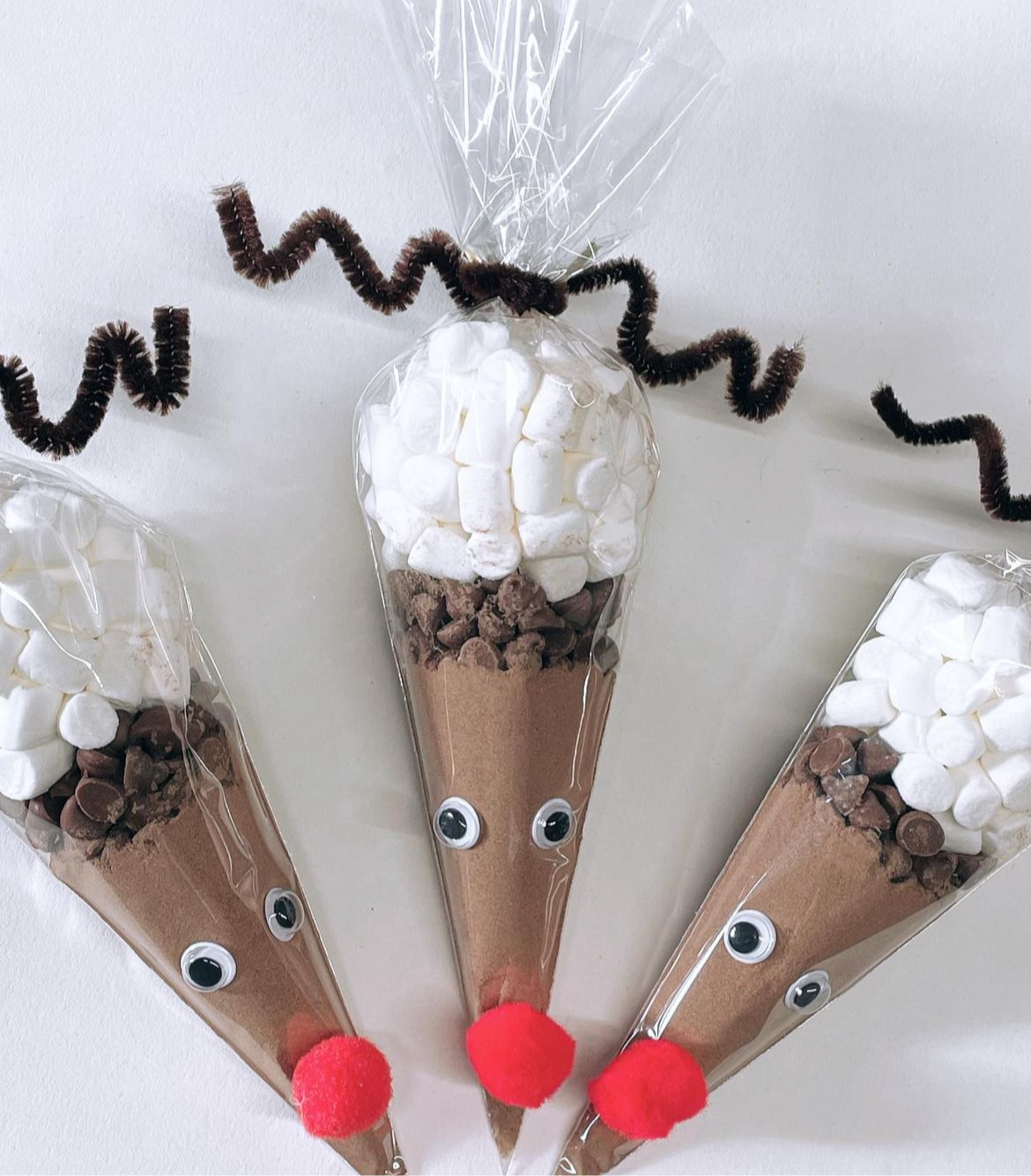 Rudolph hot chocolate cones