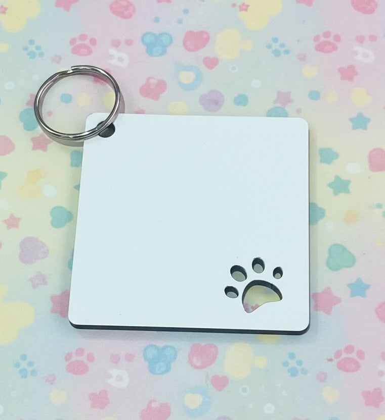 MDF paw print Keyring