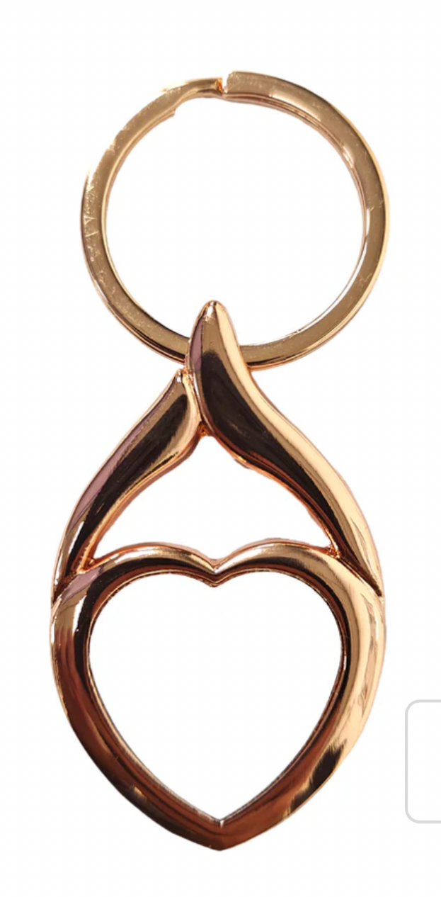 Rose Gold Heart Keyrings with an initial