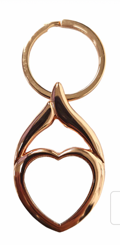 Rose Gold Heart Keyrings with an initial