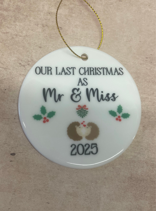 Sale - pre made Mr and Miss ornament