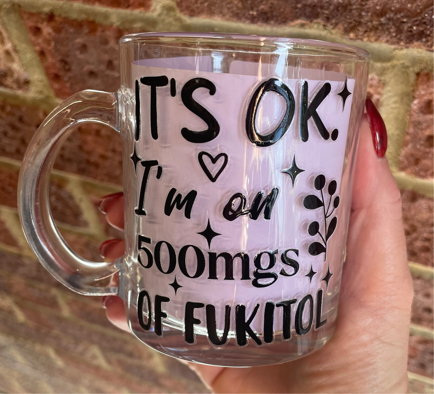 Glass mug SALE pre made with design and cannot be personalised