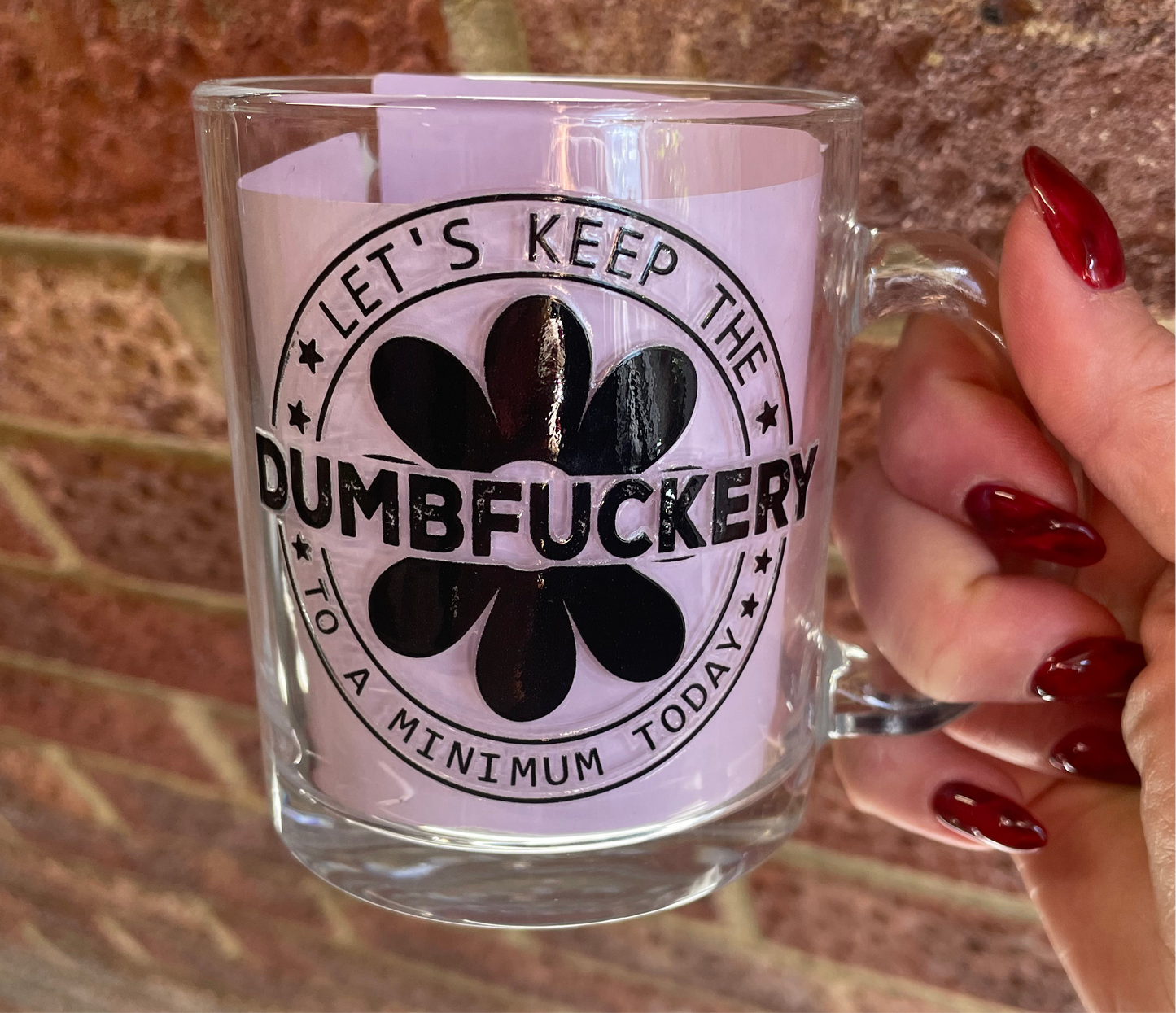 Glass mug SALE pre made with design and cannot be personalised
