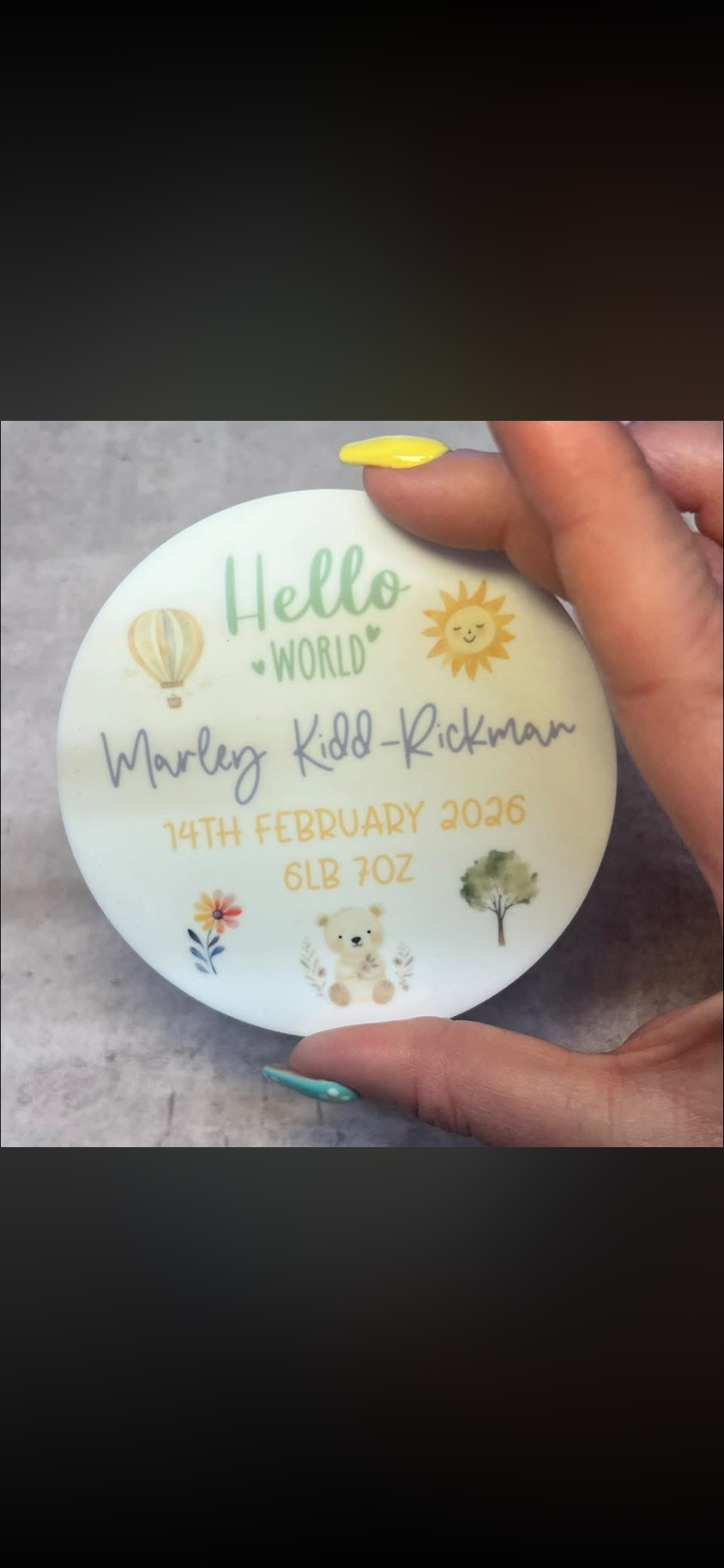 New baby round acrylic