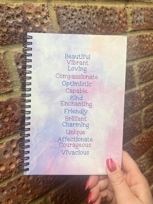 Pre made positive adjective book (lined )