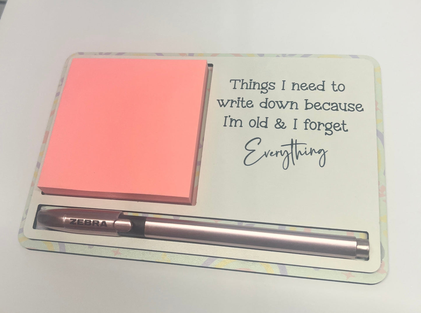 Personalised post it note and pen holder