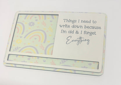 Personalised post it note and pen holder