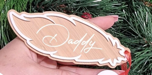 Bamboo and acrylic memorial feather decoration