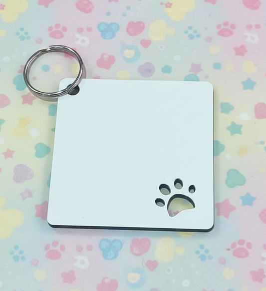 MDF paw print Keyring