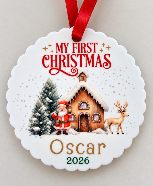 Scallop Edge First Christmas Acrylic Decorations