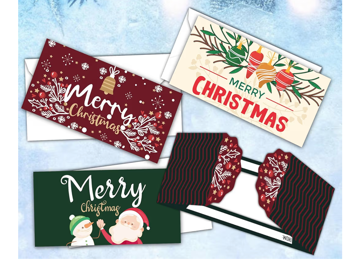 Money Christmas card wallets