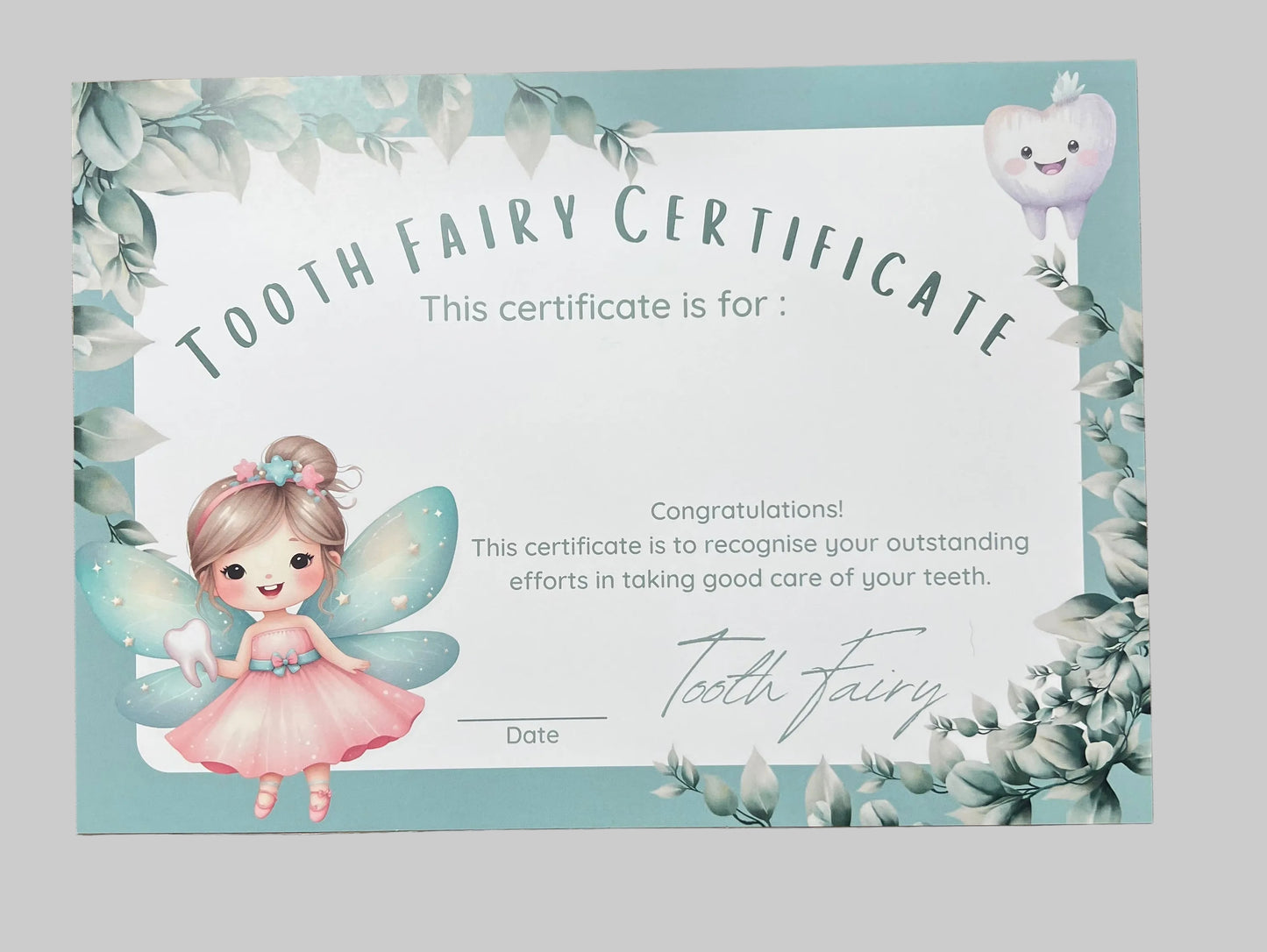 Tooth Fairy Certificate
