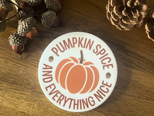 Pumpkin spice ceramic round coaster