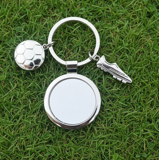 Football silver Keyring