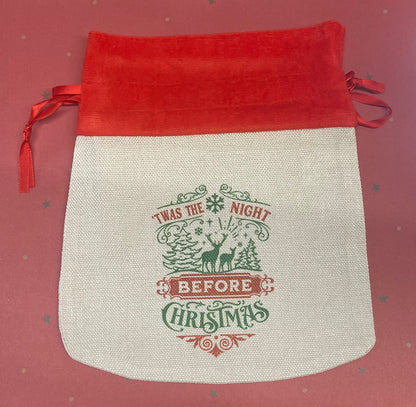 Small linen Christmas bags