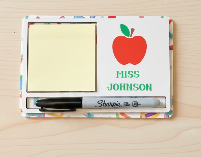 Personalised post it note and pen holder