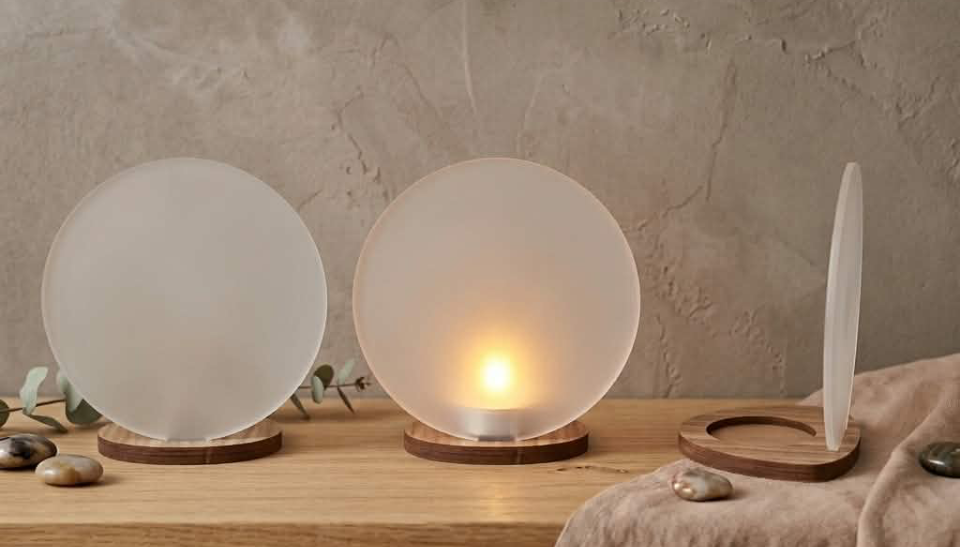 Walnut & acrylic tea light decoration